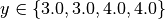 y \in \{3.0,3.0,4.0,4.0\}