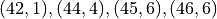 (42,1),(44,4),(45,6),(46,6)